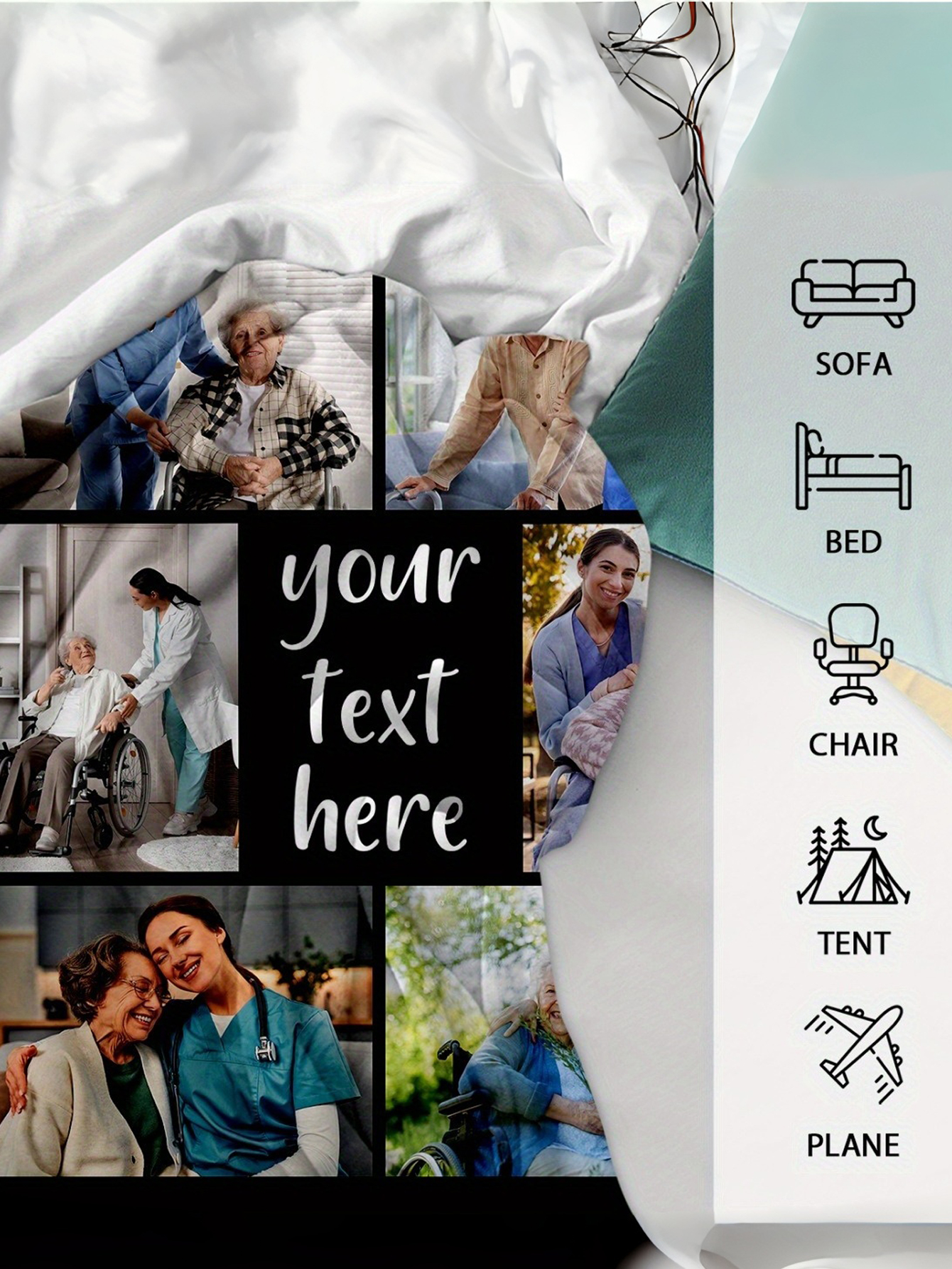 Custom Photo Blanket - Personalized flannel blanket featuring your photos and text, a unique birthday or anniversary gift